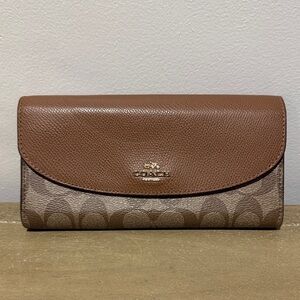 Coach Tan and Brown Signature Wallet